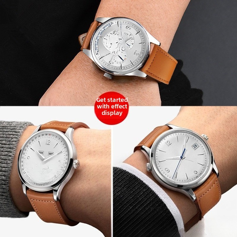 For Jaeger-LeCoultre Curved Quick Release Genuine Leather Watch Strap 19 20 21mm