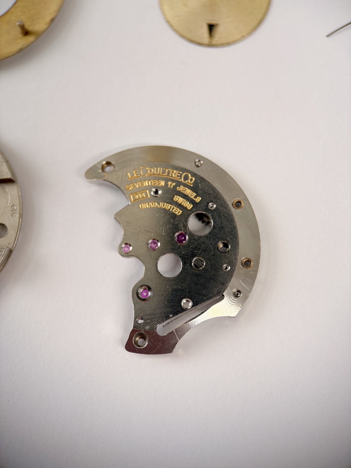 Jaeger LeCoultre Cal 814 Memovox Alarm Movement Part Balance Fork Barrel Wheel 2