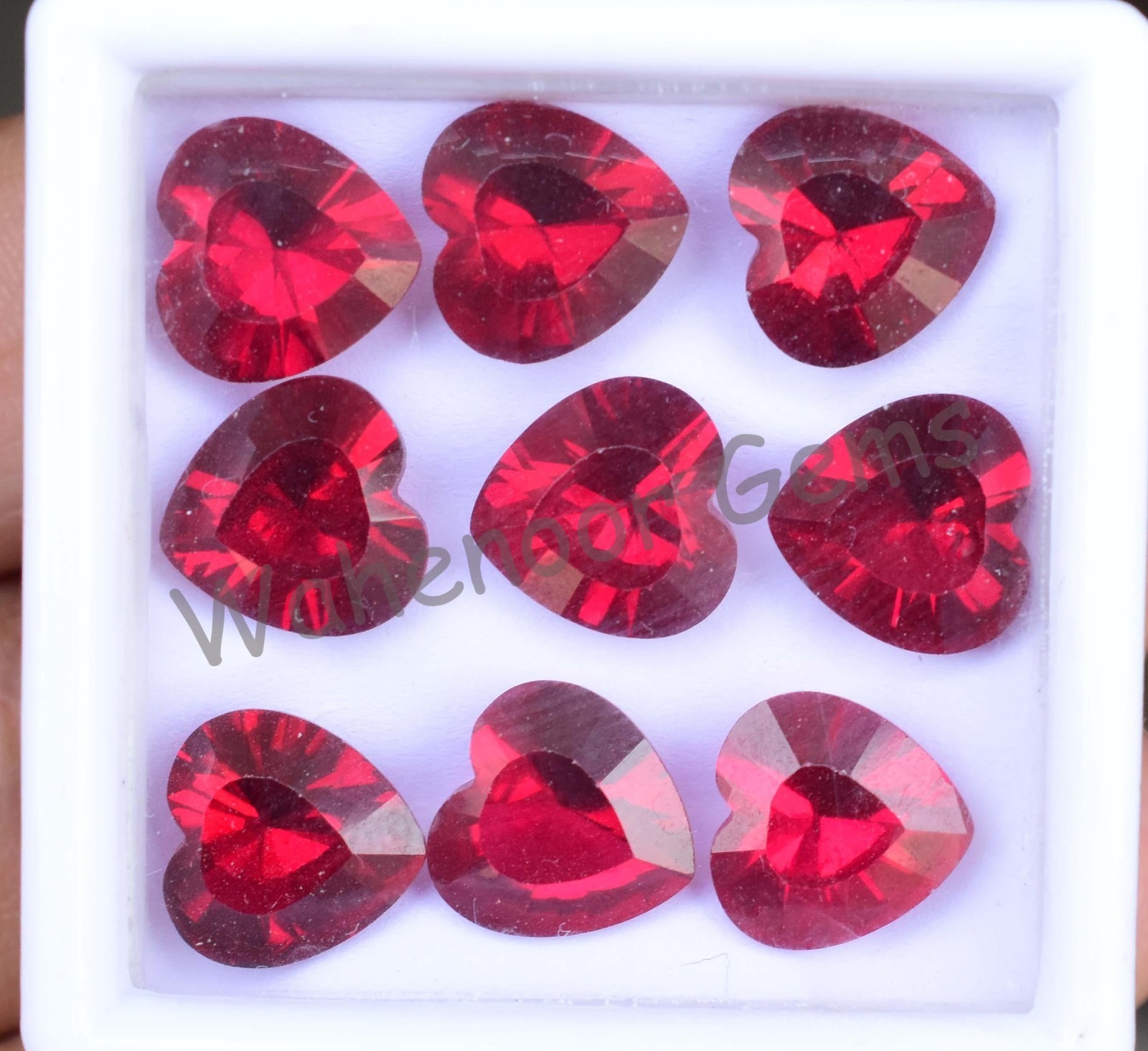 9 Pcs Natural Red Mogok Ruby Heart Shape 9.90 MM Certified Loose Gemstone