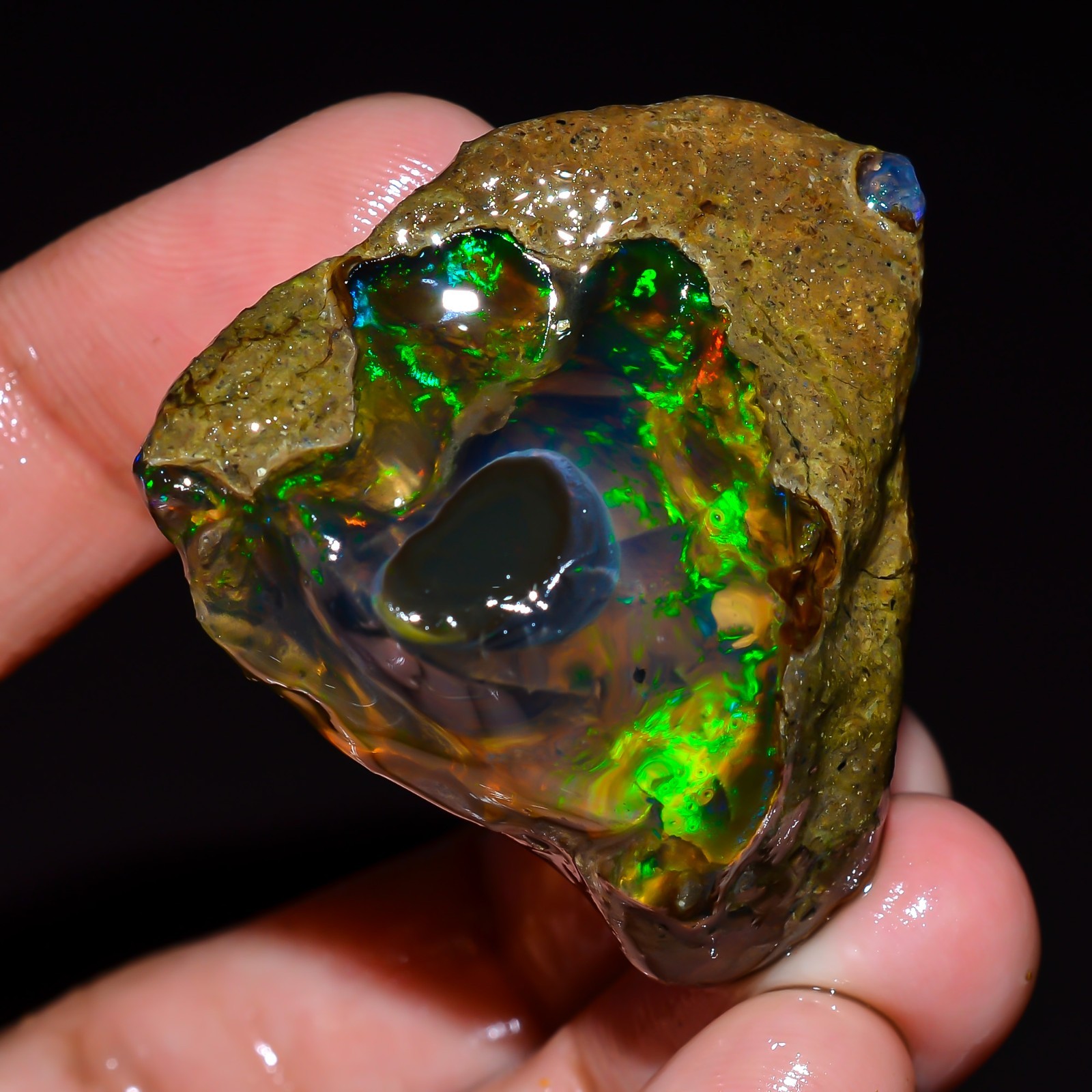 Crystal Opal 114 Ct Welo Fire Opal Flashy Fire Ethiopian Opal Raw 38x33x24 mm