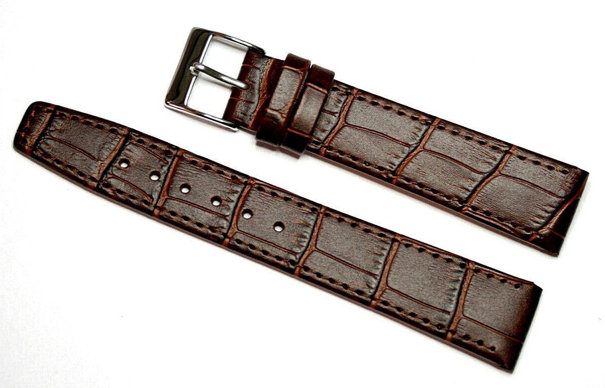 EASY FIT CLIP ON OPEN ENDED LEATHER WATCH STRAP BROWN 12MM to 20MM WITH FREEPOST