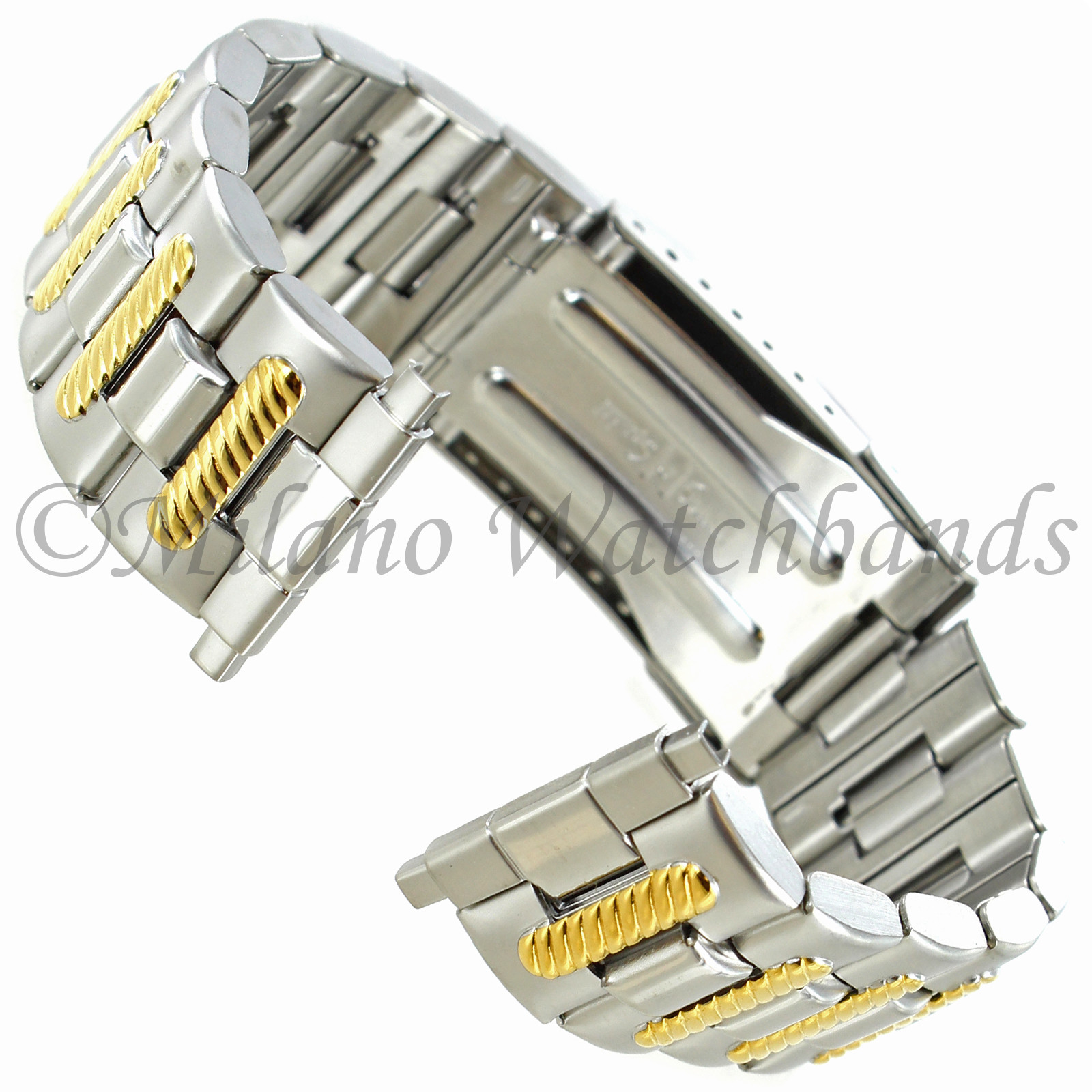 18-22mm Speidel Stainless Two Tone Deployment Buckle Watch Band 1624/15