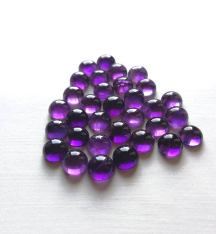 Natural Purple Amethyst Round Shape Cabochon Gemstone for Jewelry Like Rings,