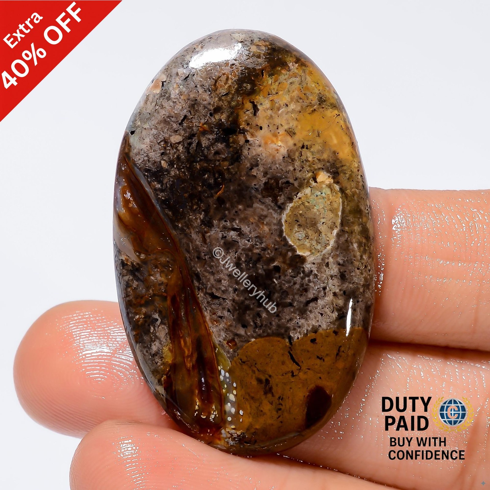 42.5 Ct. Cts Oval Rock Chalice Cabochon Top Quality Gemstone Natural 41X25X5 mm