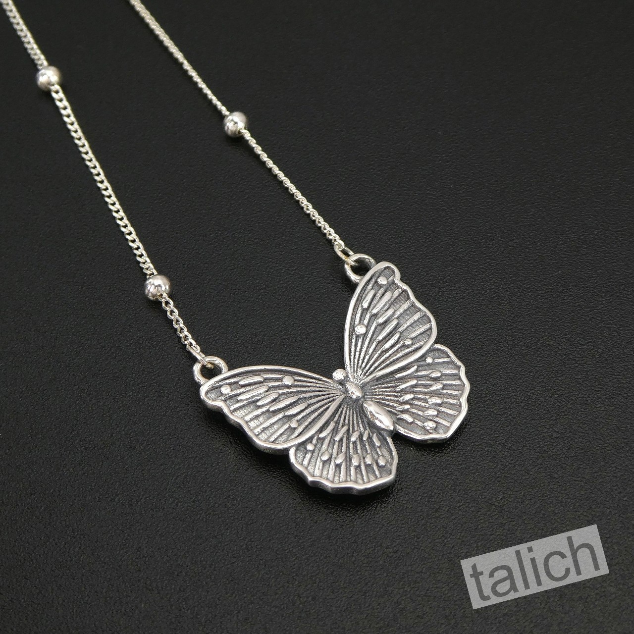 925 Sterling Silver Open Wing Butterfly Pendant Slender Chain Necklace Chic