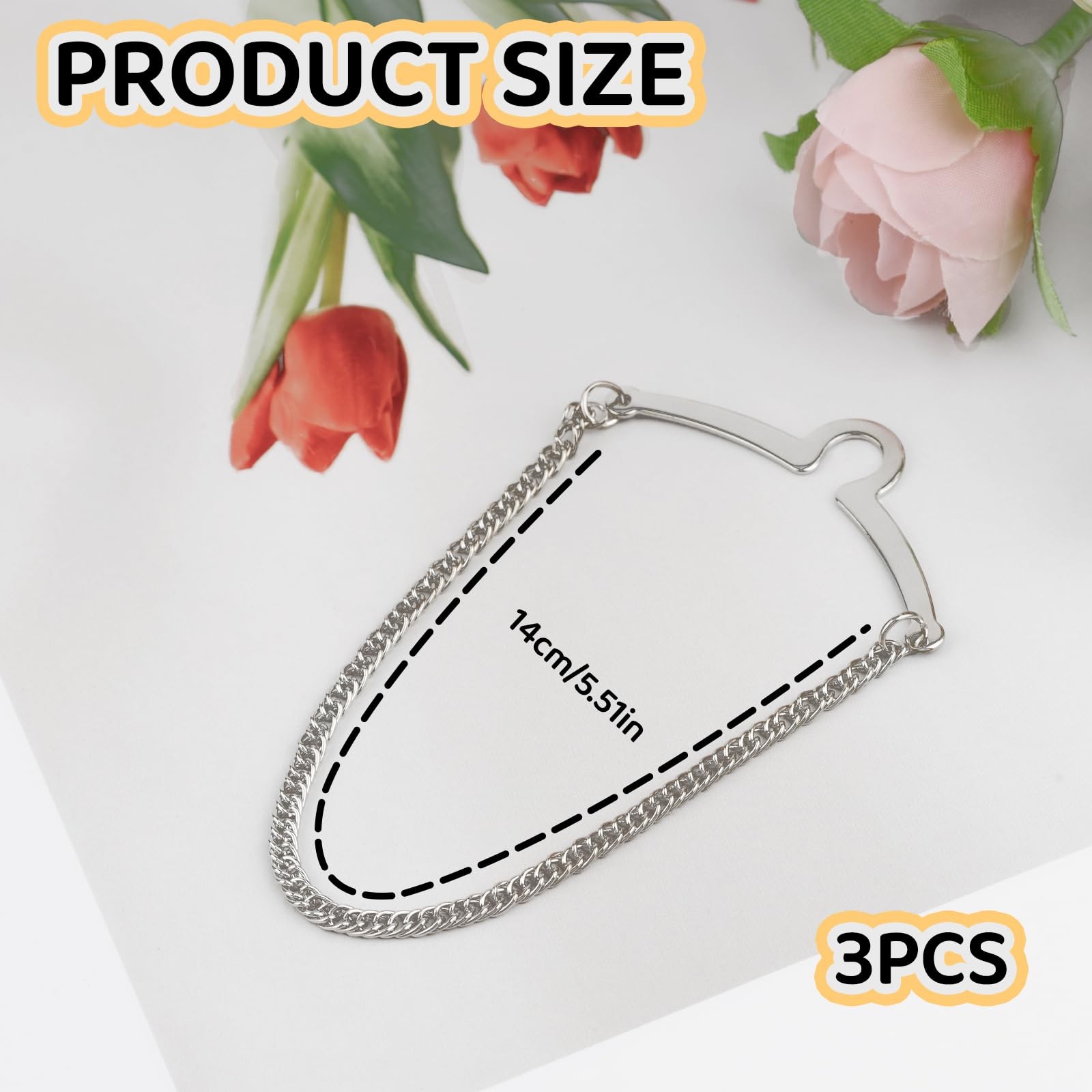 3 Packs Tie Chain for Men – Fashion Necktie Regular Size, Silver Gold Black