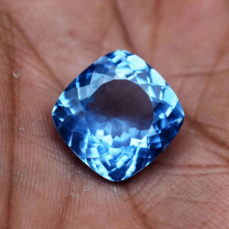 18.80 CT Natural Sky Blue Aquamarine Cushion Cut Certified Gemstone From Brazil