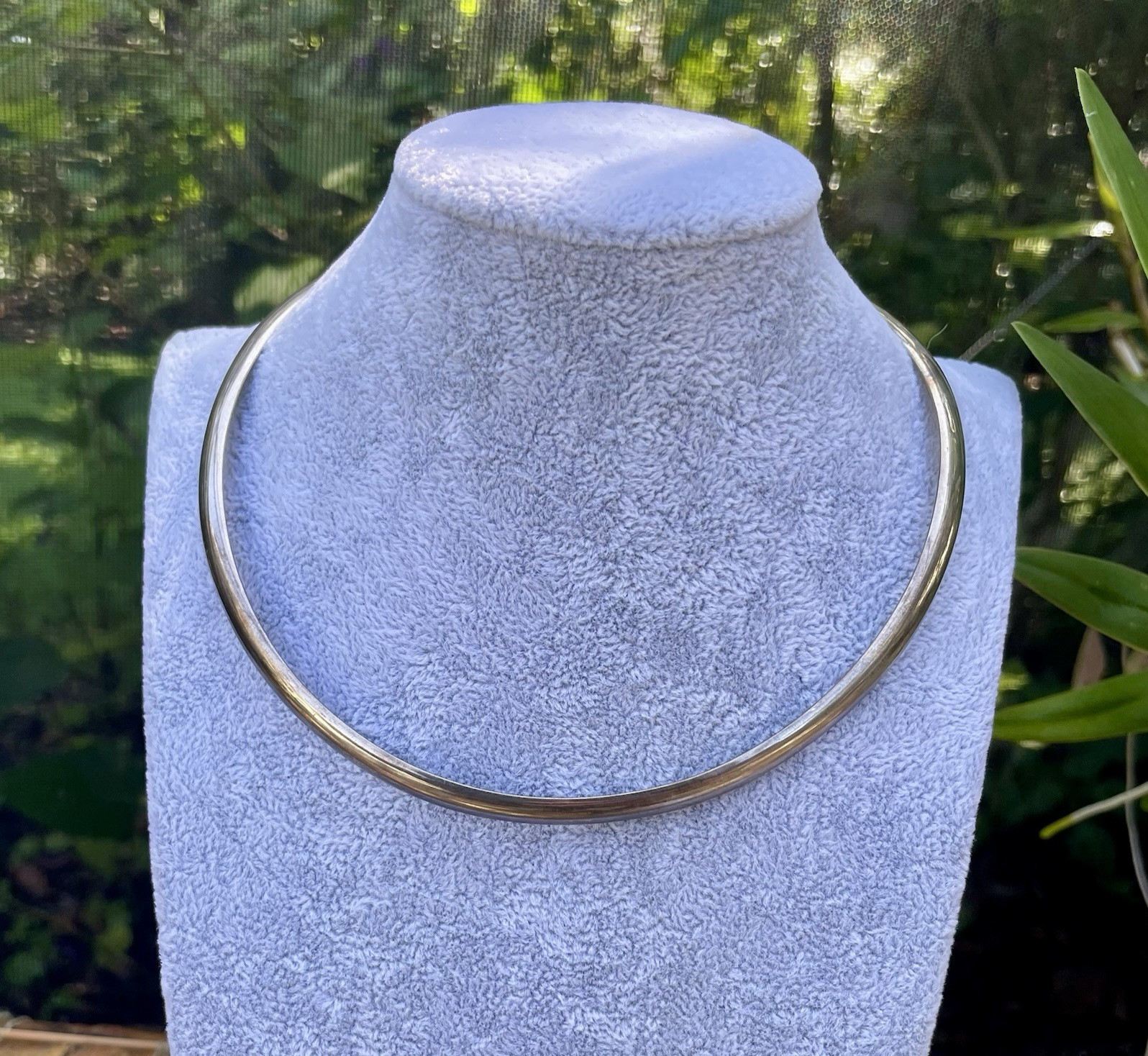 Signed Navajo Choker Collar Necklace Torque Melissa Yazzie Sterling Safety Chain