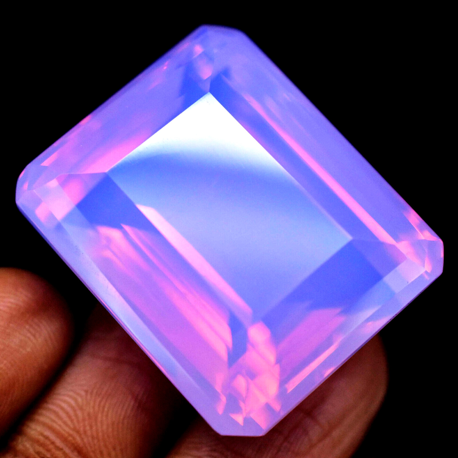 81.40 Ct. Large Ethiopian Natural Purple-Pink Opal Emerald Cut Loose Gemstone