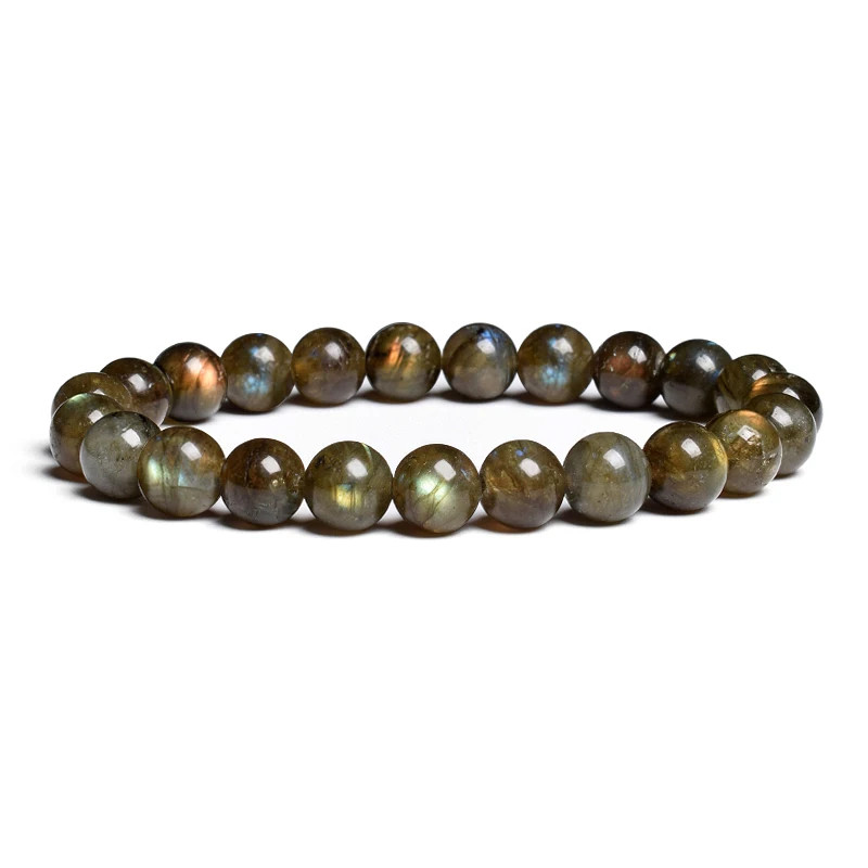 Labradorite Bracelet Round Beaded Band Flash Spectrolite Moonstone 1 Pc