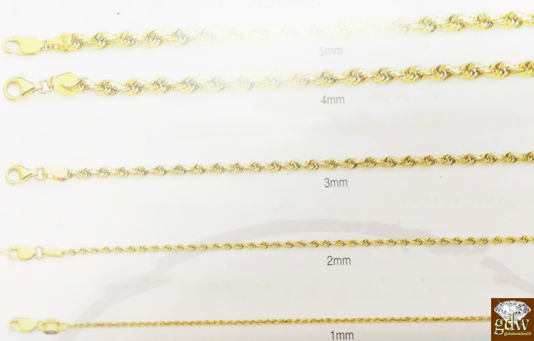 SOLID 10k Yellow Gold Rope Chain Necklace 18″- 30″ Length 1mm-5mm Thick REAL