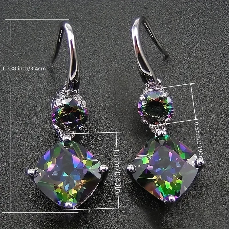 Sterling Silver Topaz Rainbow Mystic Topaz Drop Hook Earrings