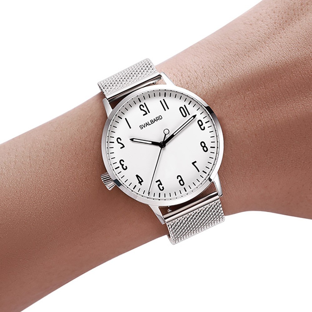 Svalbard Tilbake AC11A Quartz Steel White Black Leather Men’s Watch