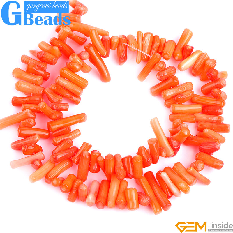 Pink Red White Stick Coral Beads Irregular Spike Gemstone For Jewelry Making 15”