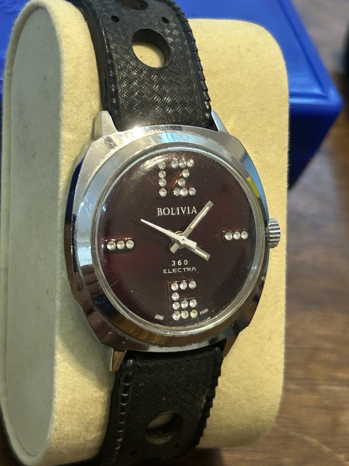 Vintage BOLIVIA Electra 360 DATOMATIC Mens Watch W/ OG Tropical Rally Band Runs