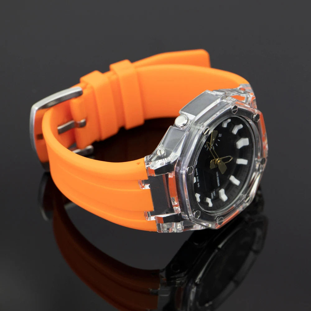 Transparent Mod Kit For Casioak GA2100 GA2110 GAB2100 PC Case Rubber Strap Cover