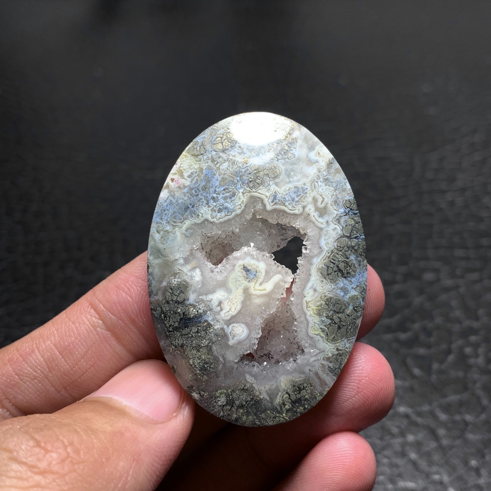 Marcasite Agate Cabochon 45x32x6mm High Quality 65.5 ct