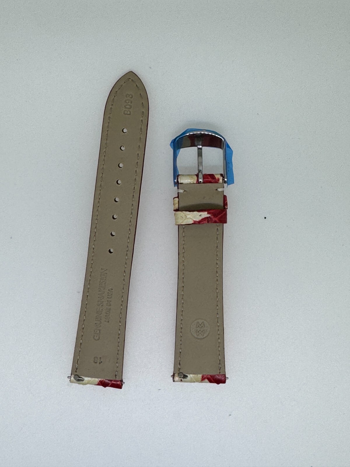 michele red yellow design snakeskin watch band strap 18MM x 16MM
