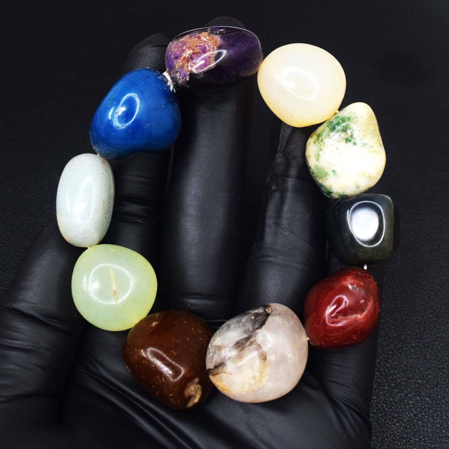 465.00 Cts Beaded Chalcedony & Amethyst Elegant Stretchable Bracelet RK 14 E804