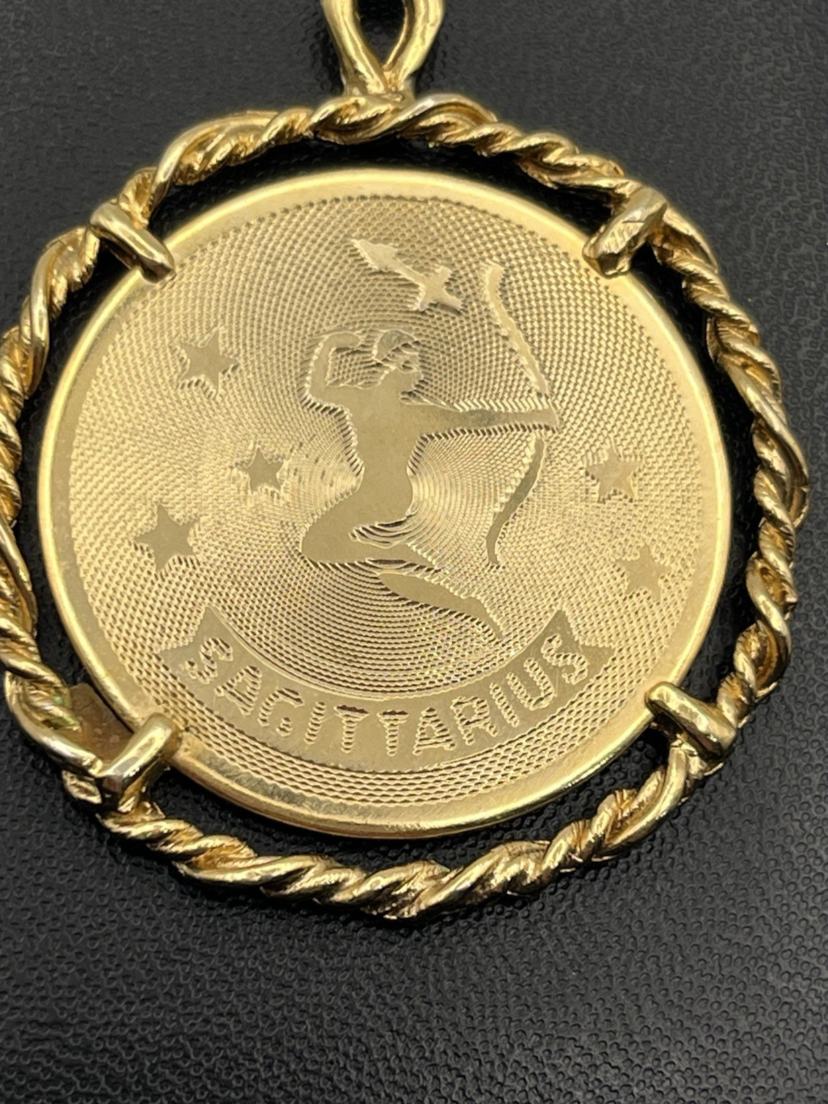 Sagittarius Zodiac Astrology Charm Pendant for necklace gold tone vintage