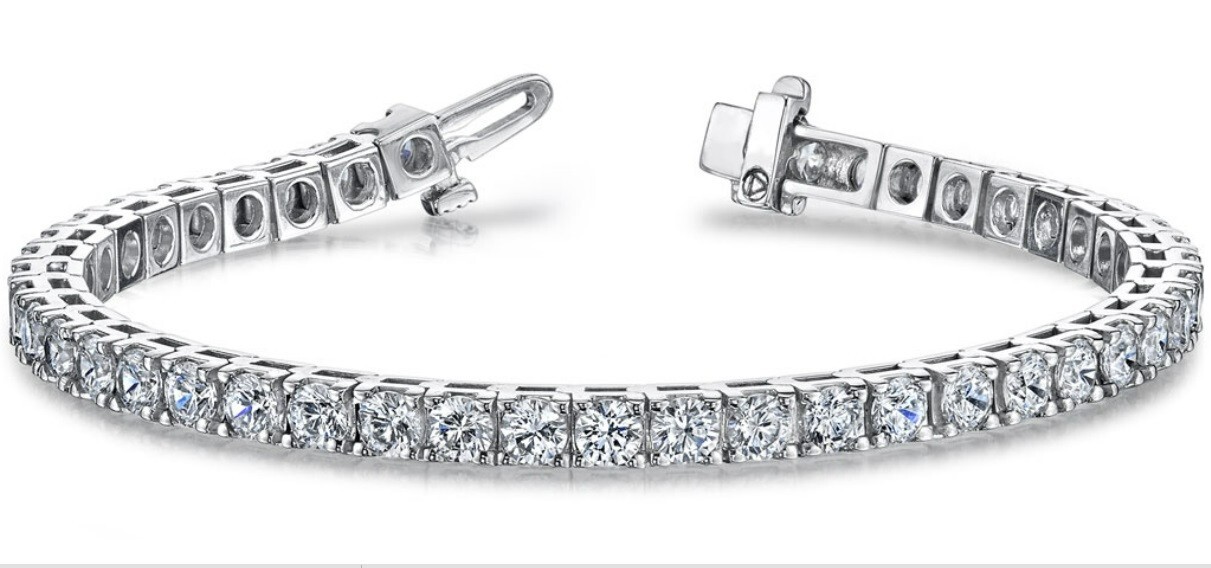 11.40 ct Round Diamond Tennis Bracelet 14k white Gold 38 x 0.30 ct GIA E-F VS