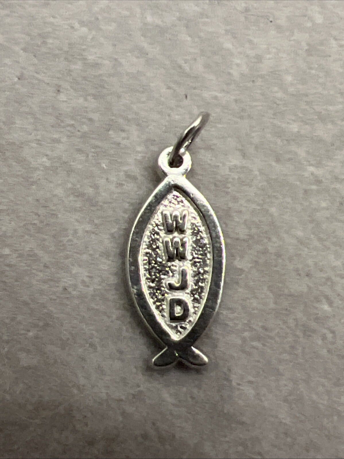 Amore La Vita Sterling Silver Polished Antiqued WWJD Ichthus Charm 1347