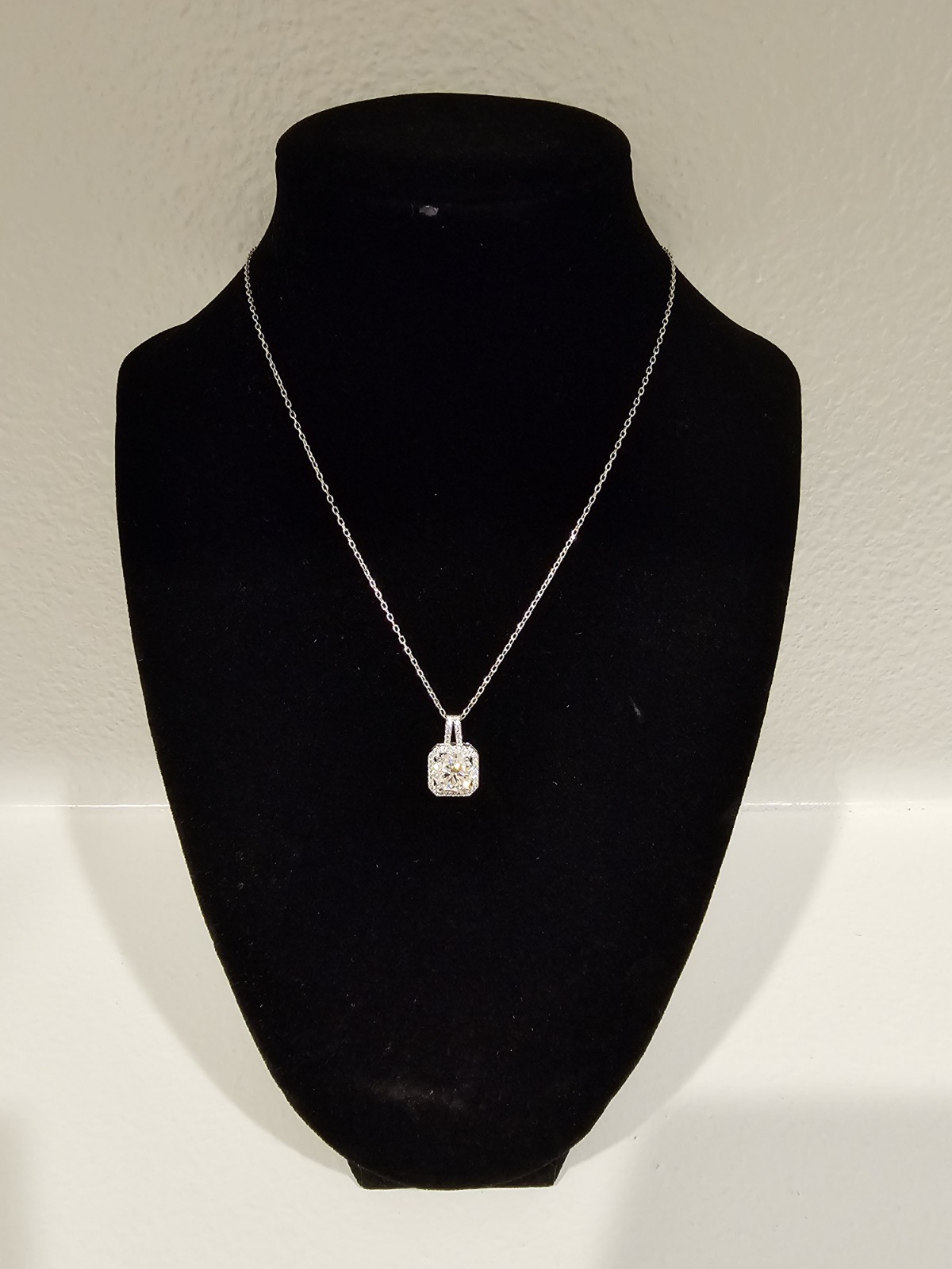 2 Carat Moissanite Solitaire Pendant White Gold Plated Over Brass