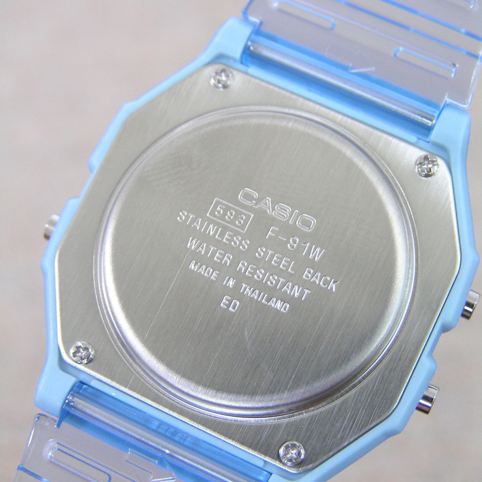 UK STOCK CASIO F-91WS-2JH Japan Exclusive Digital Watch Clear Blue Import Model