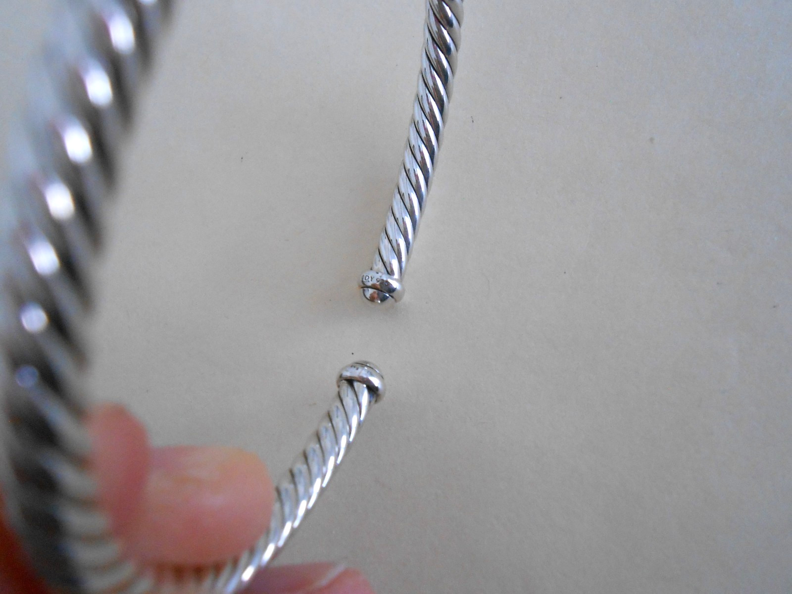 New David Yurman sterling Silver 4mm Cable Flex Bracelet 6.75″