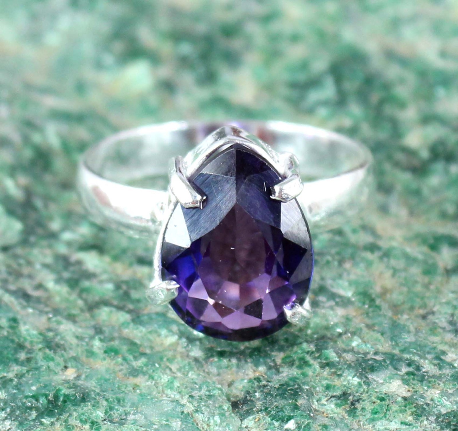 Gemstone Anniversary Ring 6.85 Ct Natural Pear Boysenberry Sapphire Certified