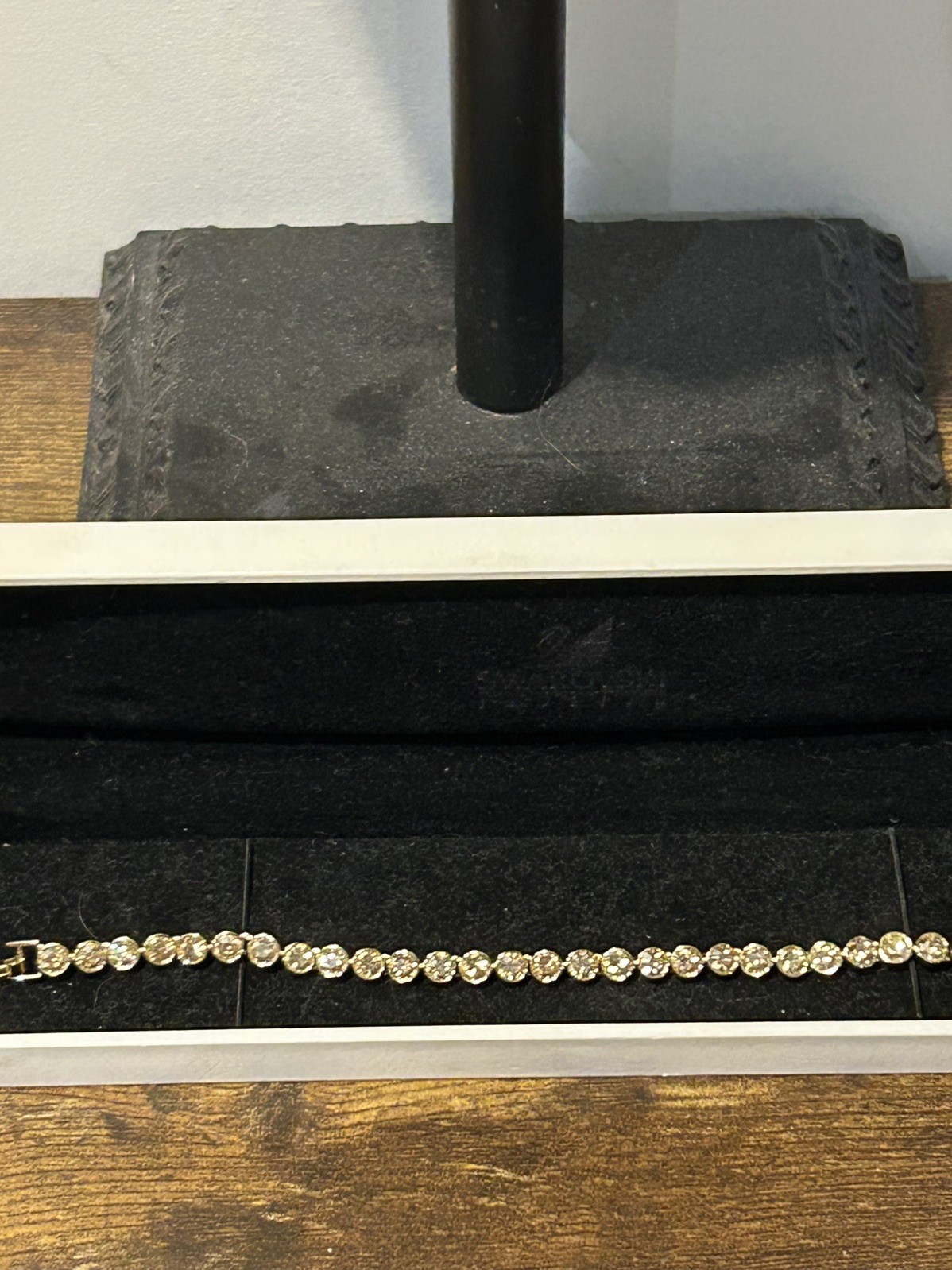 Stunning Swarovski Champagne Yellow Gold Plated Tennis Bracelet 17.5cm approx