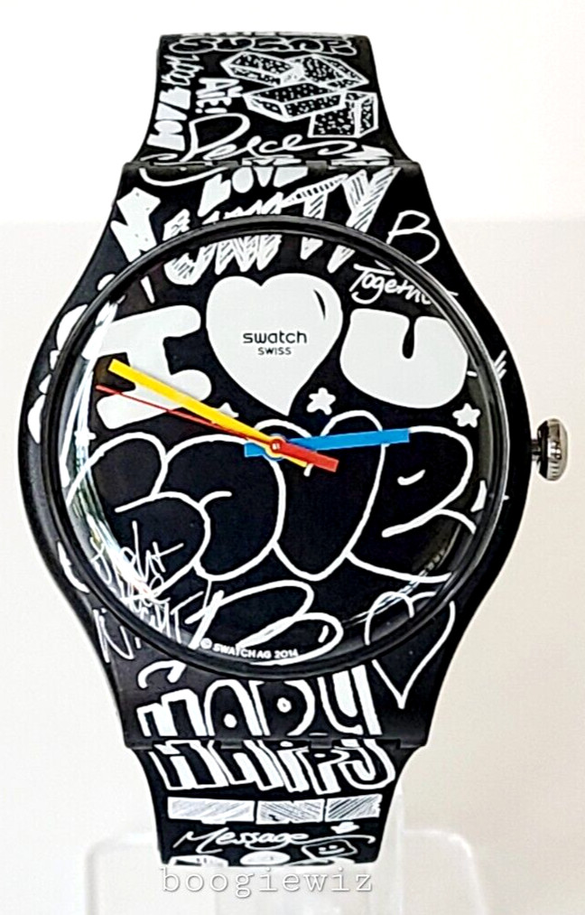 SWATCH, SWISS MADE, MODEL LOVE WALL WATCH, WRITE IT ON THE WALL, SUOB125, NIB