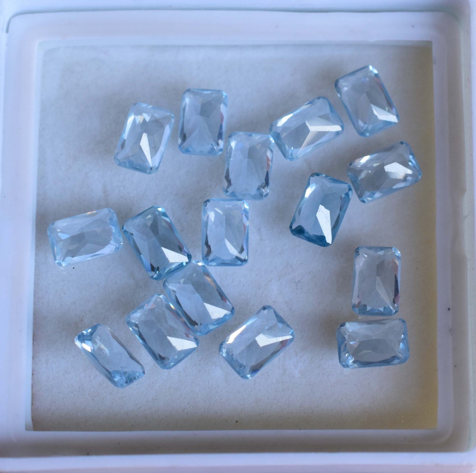 16 Pcs Natural Blue Aquamarine 5 x 5 mm AAA+ Square Certified Loose Gemstone