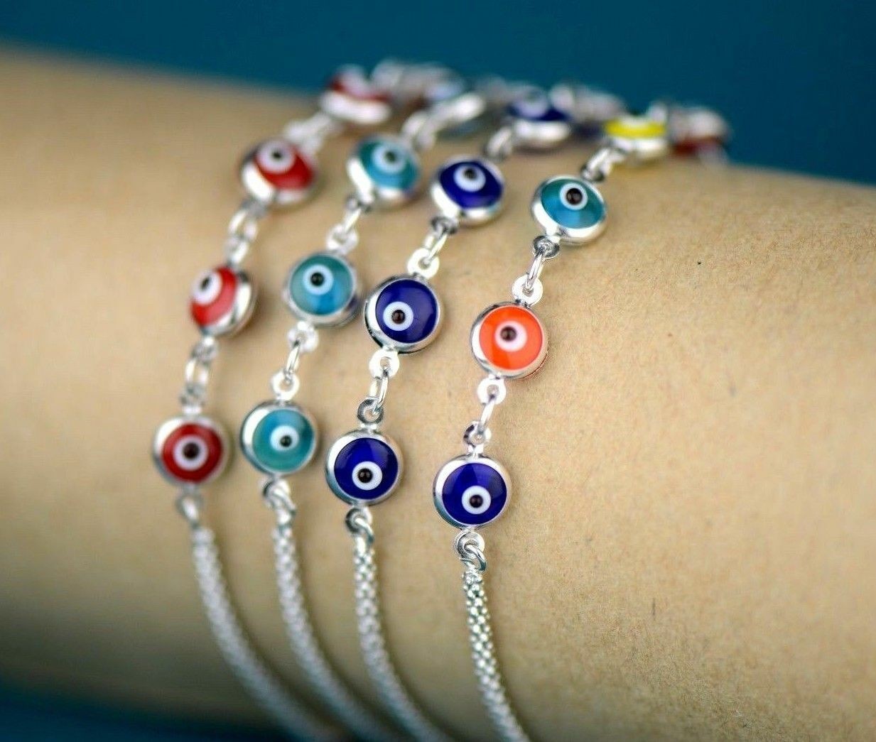 14k Yellow or White Gold Evil Eye Bracelet