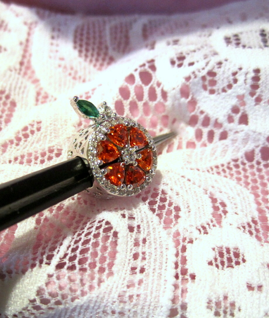 Grapefruit Charm Orange Fruit Food – Sterling Silver – EXQUISITE!!!!