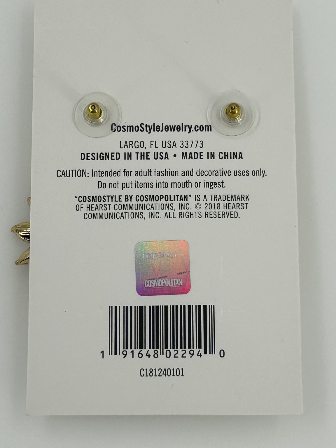 CosmoStyle Floral Drop Earrings 2.25in Gold Tone Clear Crystals