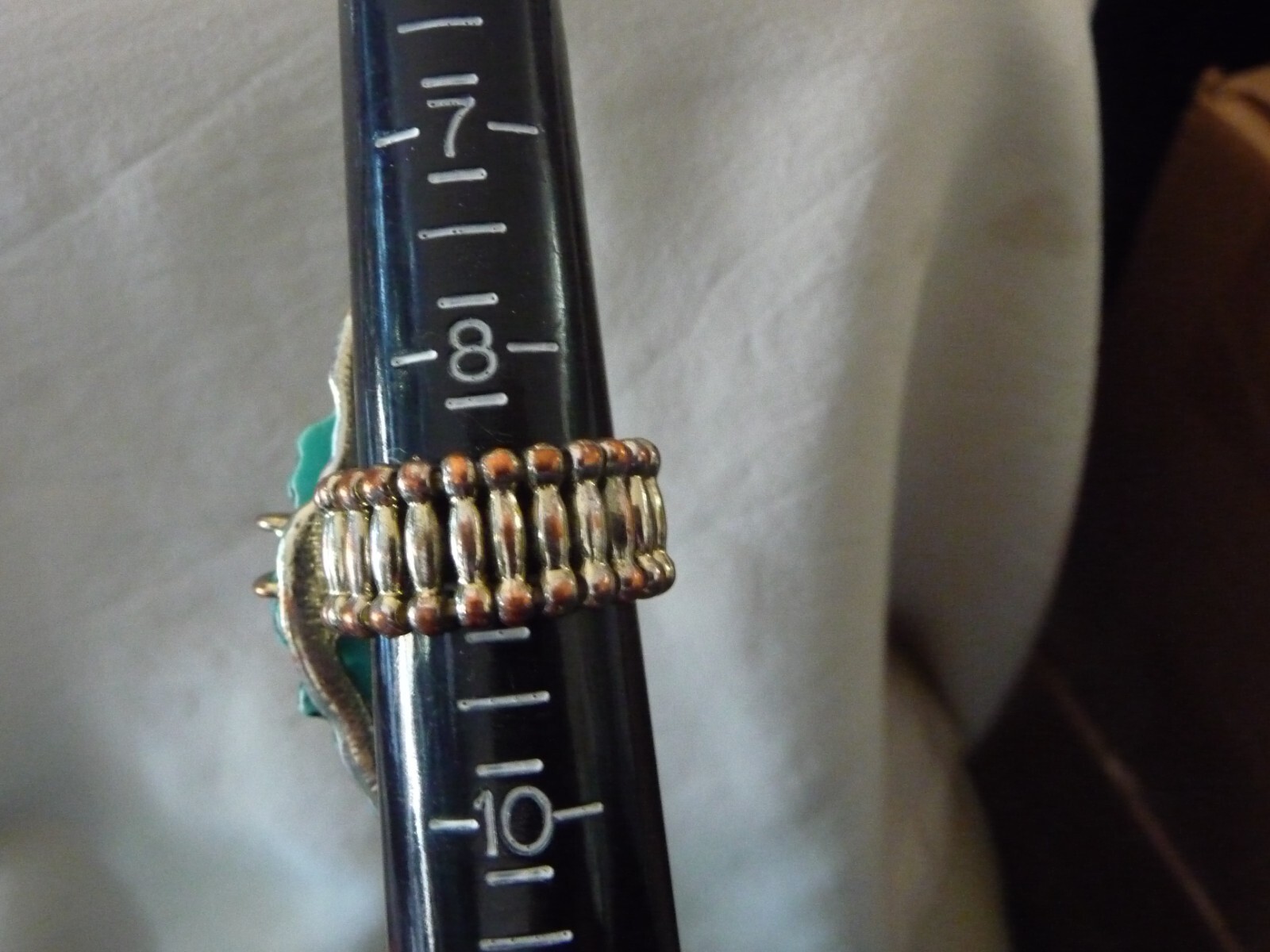 STATEMENE Lrg 2″ L x 1″ W TURQUOISE STONE SILVER TONE STRETCH Sz 9 RING #7/14 M