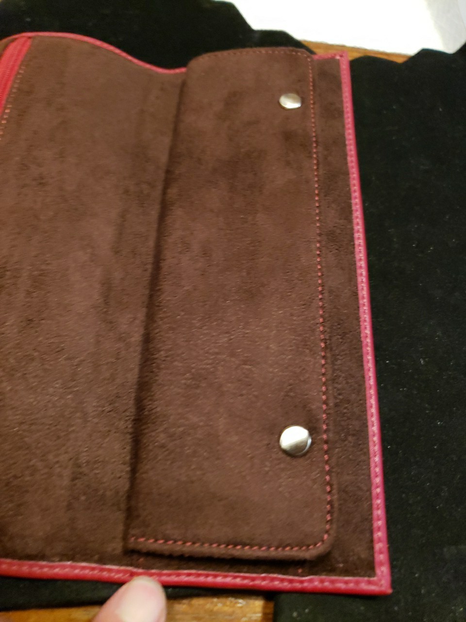 Beautiful Red Leather JMR Jewelry Roll Travel Case Jewelry Organizer for Women!