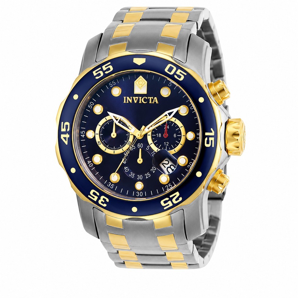 Invicta Pro Diver SCUBA Men’s Watch, 48mm, Steel, Gold | Two-Tone Blue (0077)