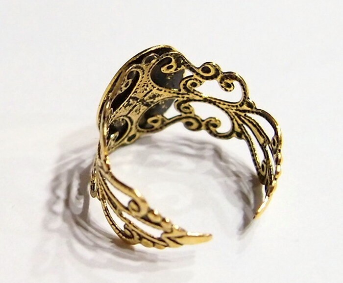 30 of 18x13mm Antique Gold Adjustable Flat Face Victorian Scroll Ring Settings