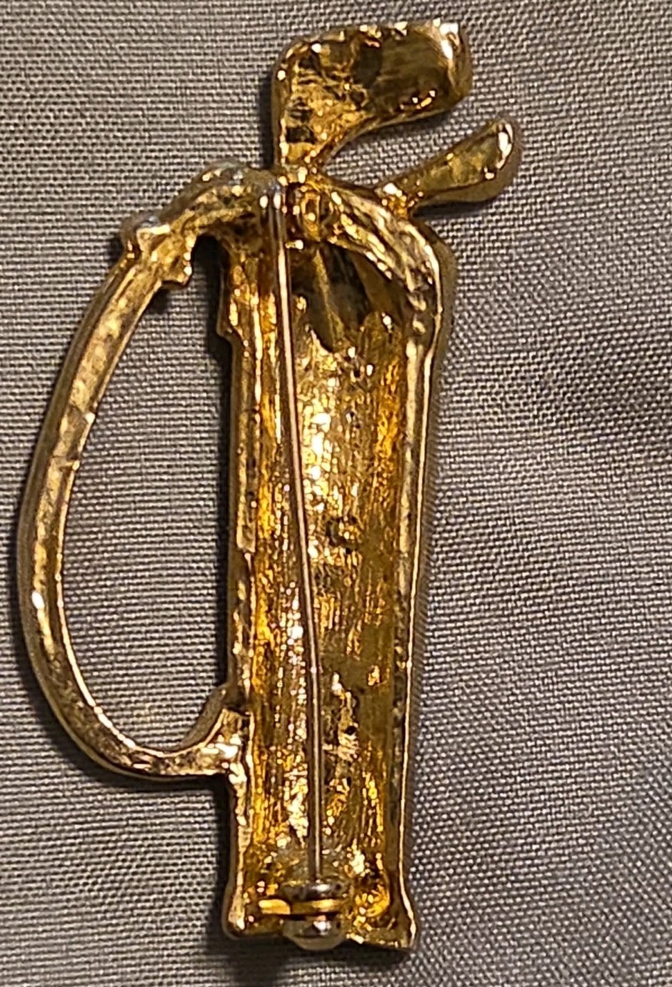 Bin Brooch Sparkling Golf Club Set Gold Tone Rhinestone Crystal Shiny Chic