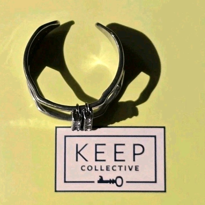 KEEP Collective SILVER RING Size M/L 7-9 Adjustable Charm Key Keeper NEW