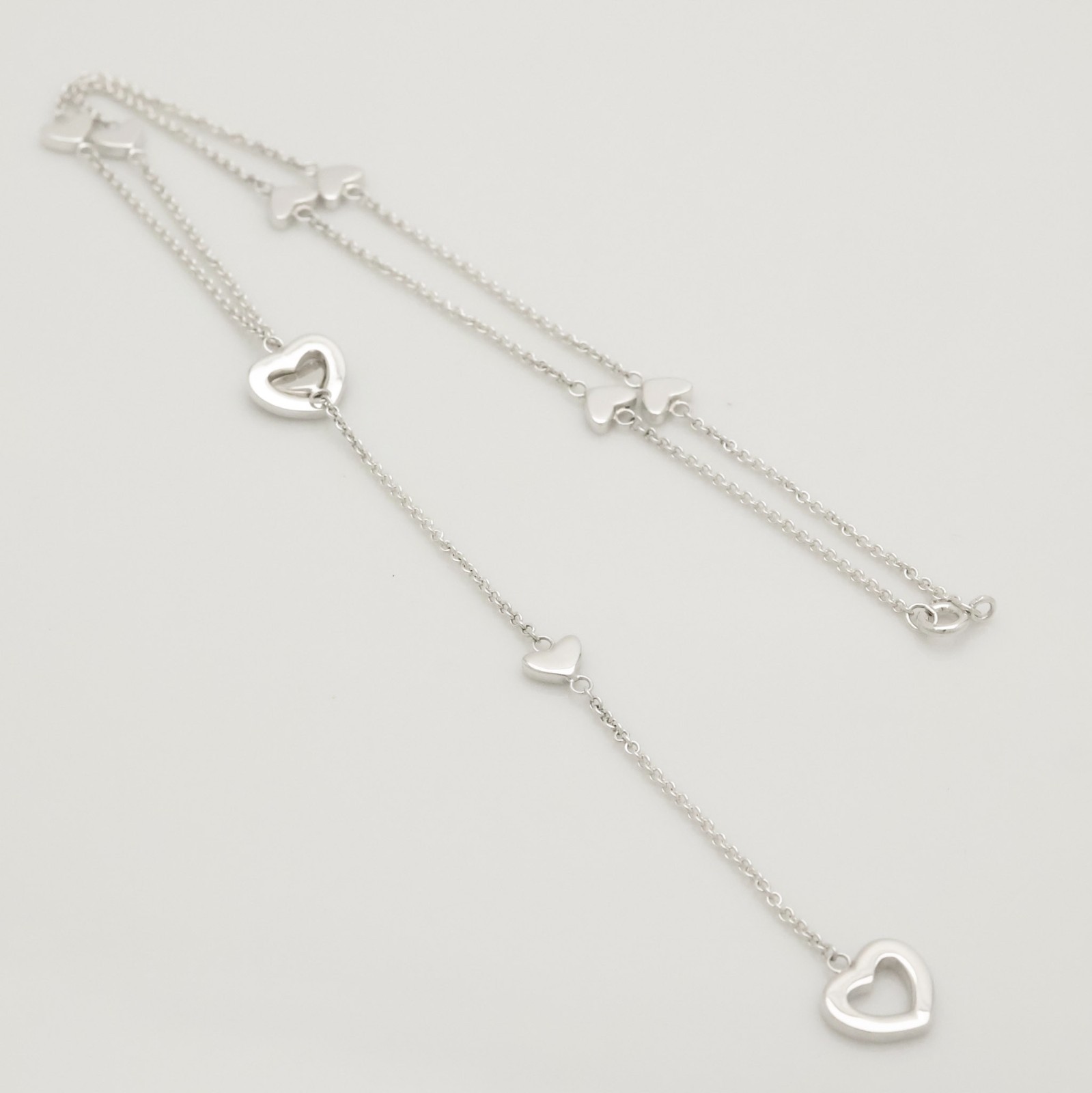Authentic Tiffany & Co. Heart Link Lariat Pendant Necklace 19.3″ Silver w/Pouch