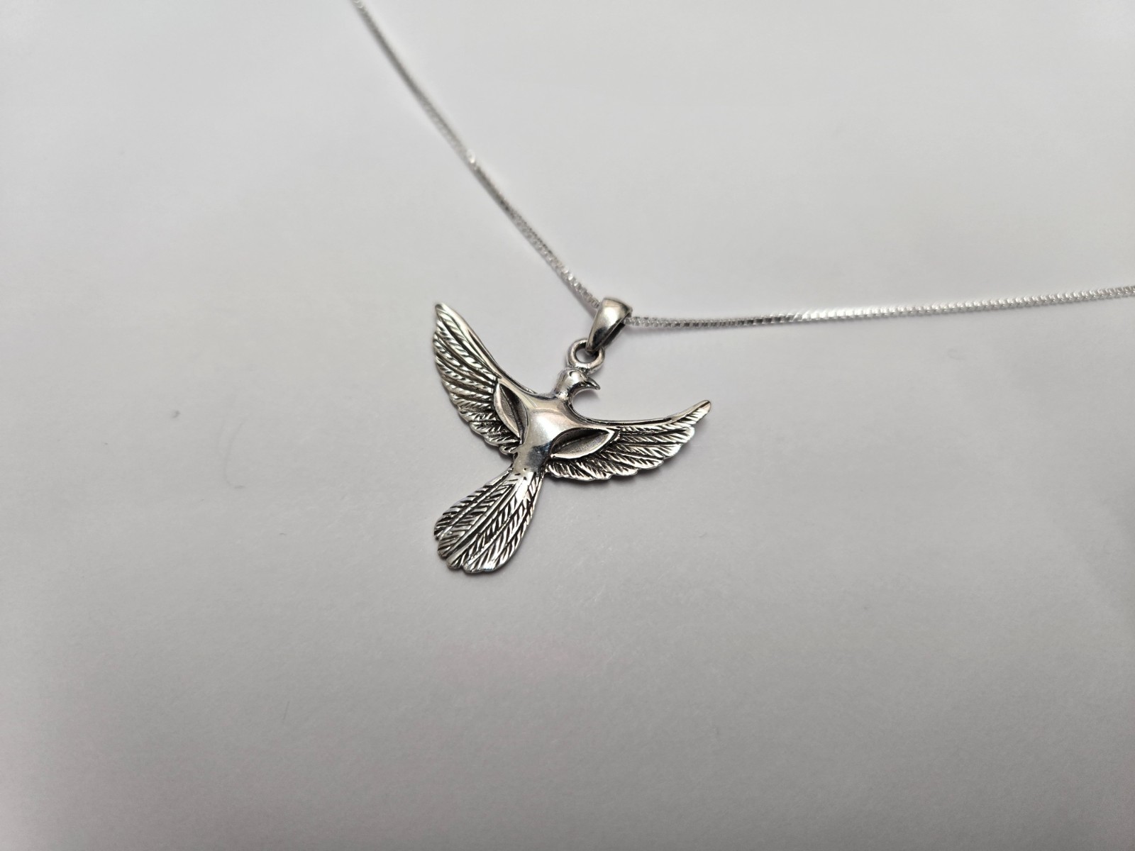 925 Sterling Silver Large Rising Phoenix Necklace with 16-24 Inch Long Chain