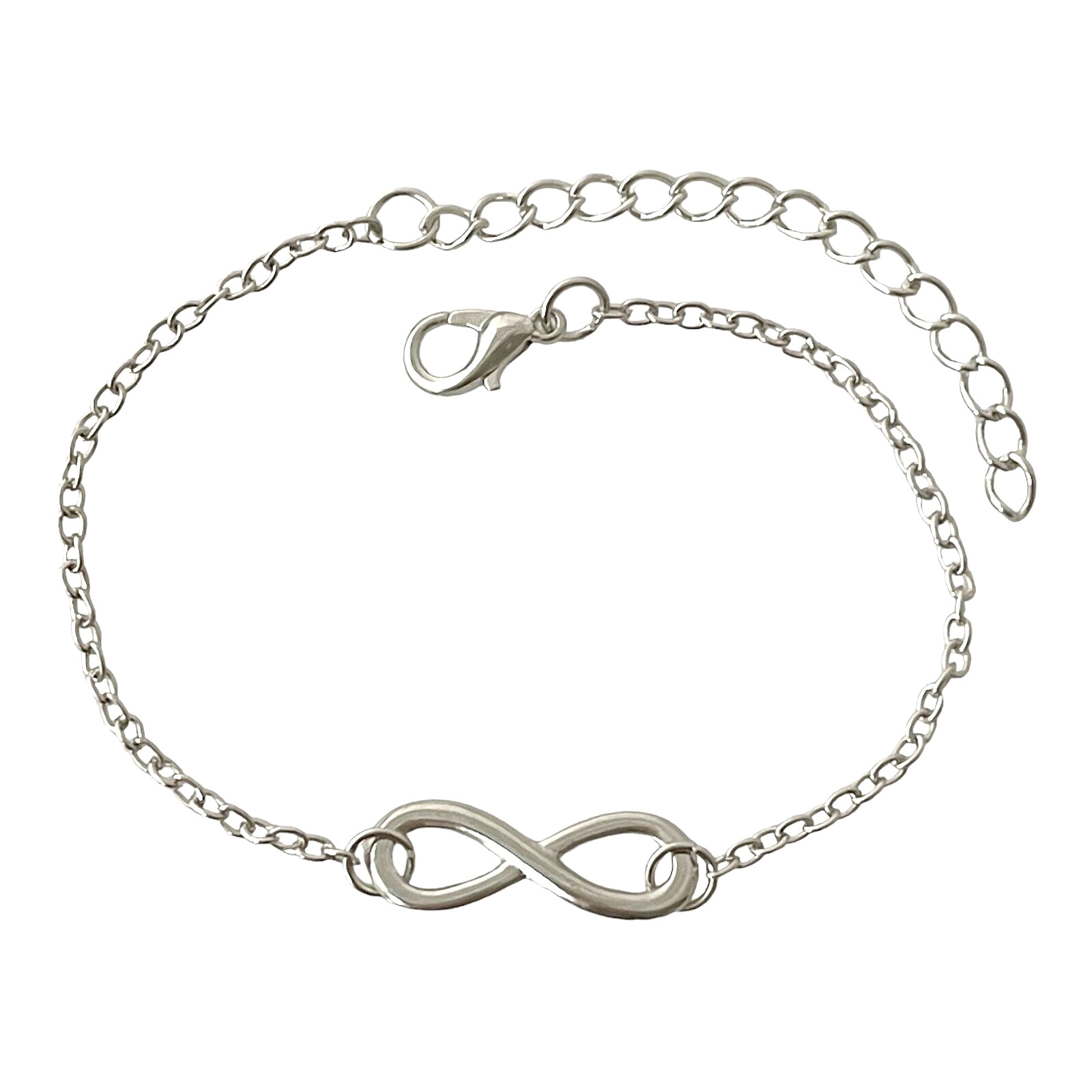 Silver Infinity Link Bracelet Adjustable Chain 6 7/8″ plus 2″ Extender