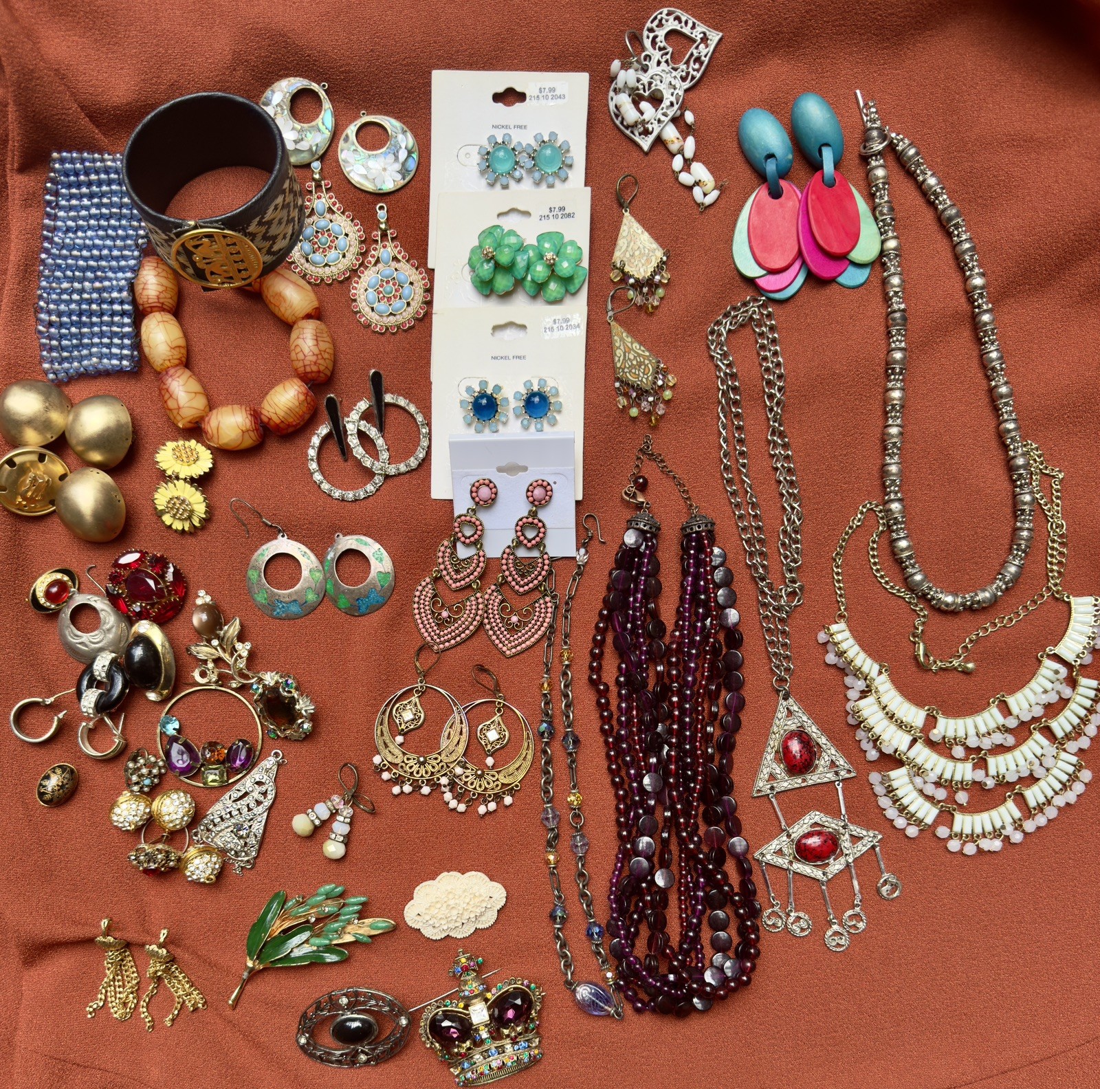 Jewelry NWT & used Earrings pins necklaces most intact, some craft pieces