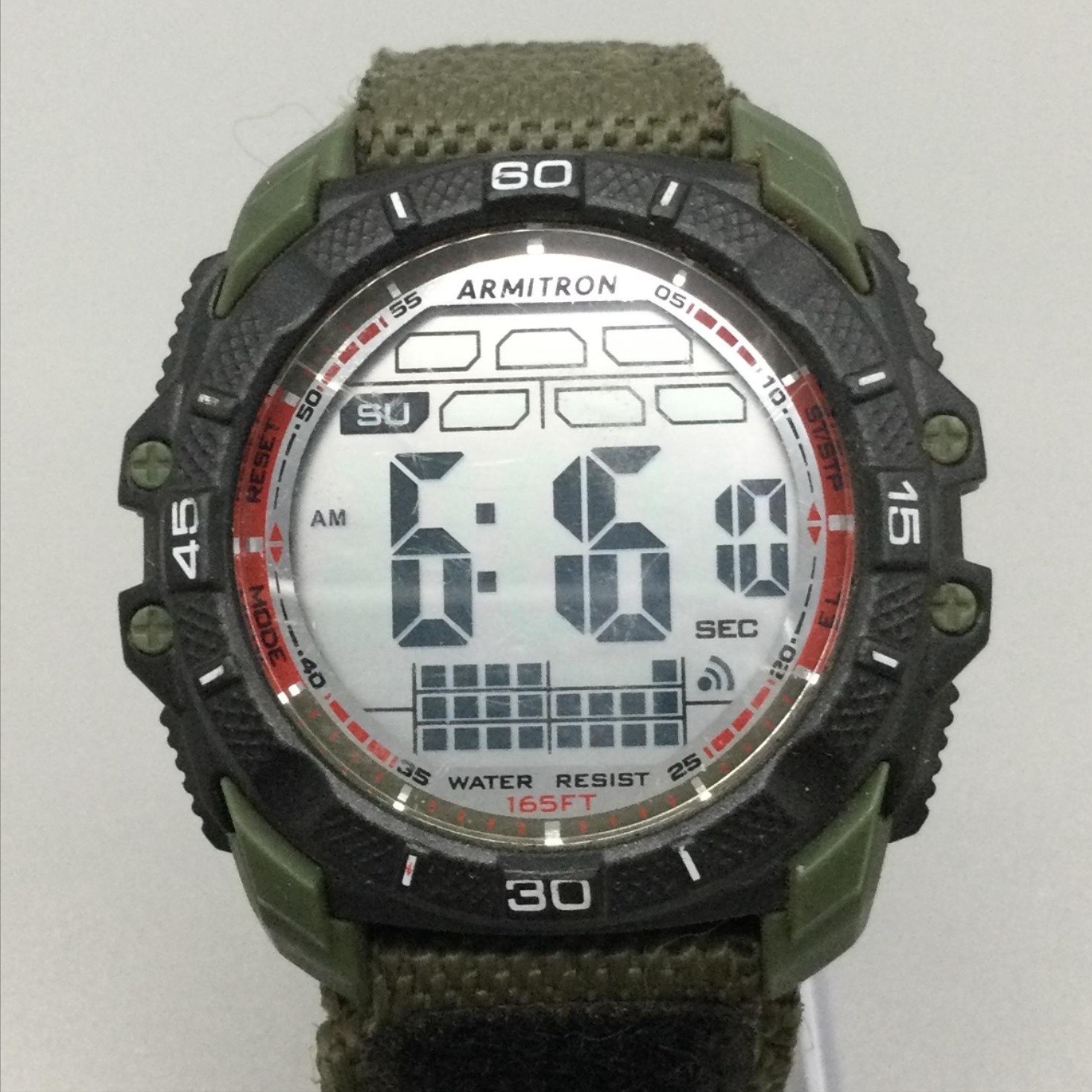 Armitron Pro Sport Mens Watch 44mm Digital Green Nylon Backlight 50m WR Alarm