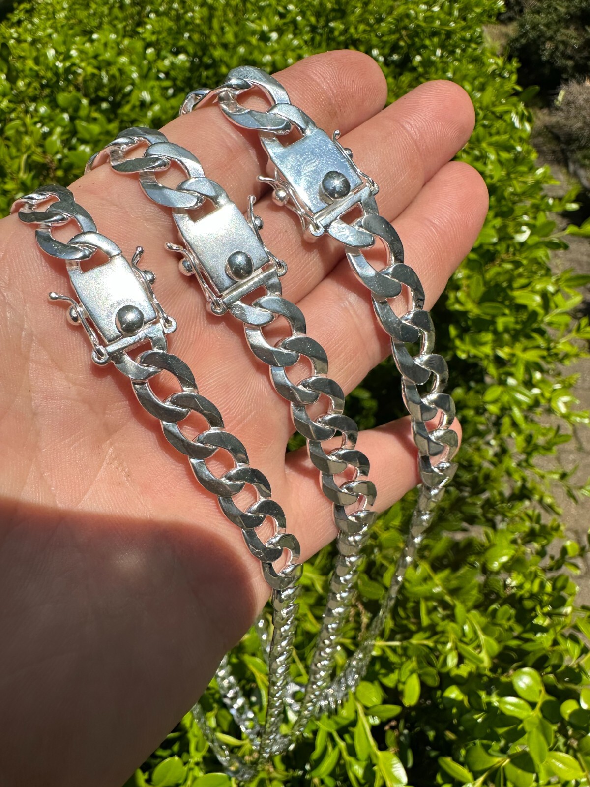 Curb Cuban Link Chain Necklace Bracelet Real 925 Sterling Silver Sleek Box Clasp