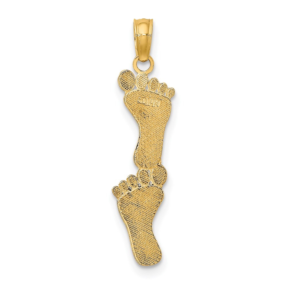 14k Yellow Gold Double Vertical Feet Charm Pendant L-0.89 in,W-0.26 in