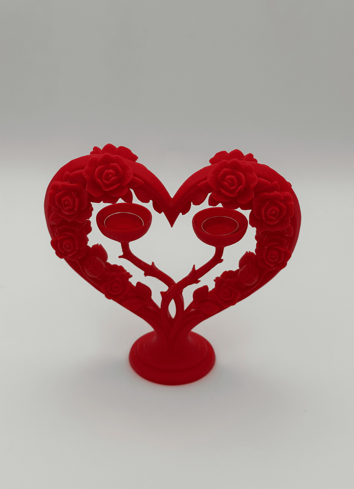 Unbranded PLA Heart Rose Ring Holder Stand Red 5in 2 Ring Jewelry Display